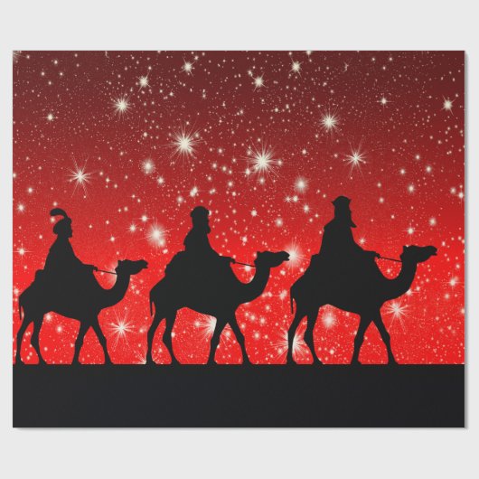 DREI KINDER AUF ROtem SKY MIT STARTEN Geschenkpapier (Flach)