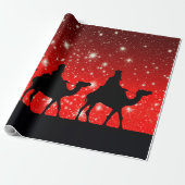 DREI KINDER AUF ROtem SKY MIT STARTEN Geschenkpapier (Ungerollt)
