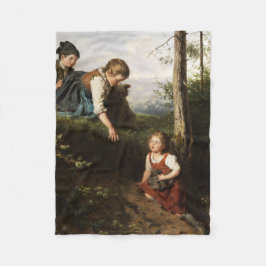 Drei Kinder, die wilde Berries im Wald picken Fleecedecke