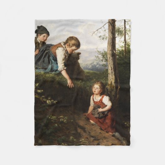 Drei Kinder, die wilde Berries im Wald picken Fleecedecke (Vorderseite)
