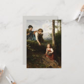 Drei Kinder, die wilde Berries im Wald picken Karte (Vorderseite/Rückseite Beispiel)