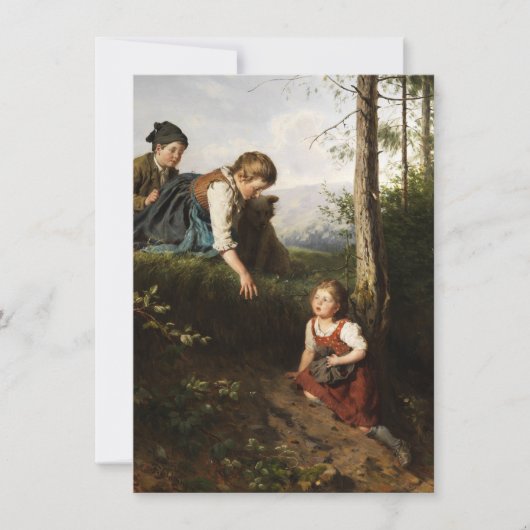 Drei Kinder, die wilde Berries im Wald picken Karte (Vorderseite)