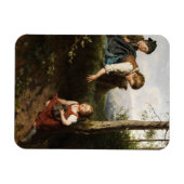 Drei Kinder, die wilde Berries im Wald picken Magnet (Horizontal)