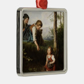 Drei Kinder, die wilde Berries im Wald picken Ornament Aus Metall (Rechts)
