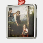 Drei Kinder, die wilde Berries im Wald picken Ornament Aus Metall (Links)