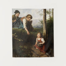 Drei Kinder, die wilde Berries im Wald picken