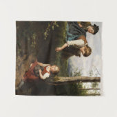 Drei Kinder, die wilde Berries im Wald picken Wandteppich (Vorderseite (Horizontal))