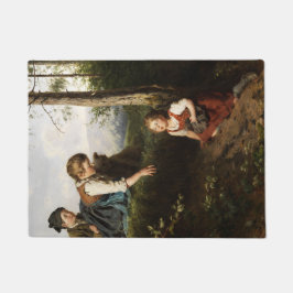 Drei Kinder, die wilde Berries in einem Wald picke Fußmatte