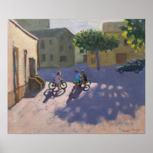 Drei Kinder mit Fahrrädern Spanien Poster (Vorne)