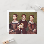 Drei Kinder mit Hund, Kunstmalerei Karte (Vorderseite/Rückseite Beispiel)