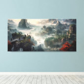 Drei Kingdoms Wasserfarben-Leinwand Leinwanddruck (Insitu (Holzboden))