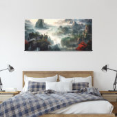 Drei Kingdoms Wasserfarben-Leinwand Leinwanddruck (Insitu (Schlafzimmer))