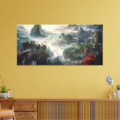 Drei Kingdoms Wasserfarben-Leinwand Leinwanddruck (Insitu (Wohnzimmer))