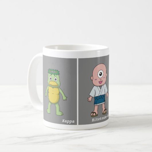 Drei klassische japanische Yokai Kaffeetasse (Vorderseite Links)