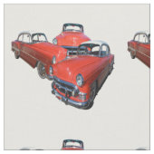 drei klassische rote und weiße Vintage-Autos, Stoff (Nahaufnahme)