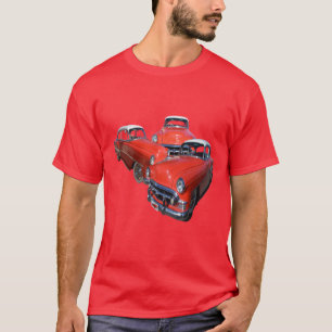 drei klassische rote und weiße Vintage-Autos, T-Shirt