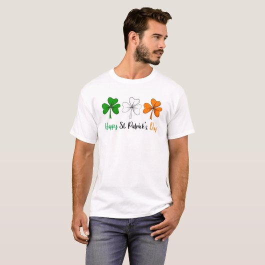 Drei Kleeblätter Irland irische Flagge Happy St Pa T-Shirt (Vorne ganz)