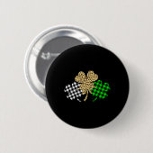 Drei Kleeblatts Leopard Buffalo Kariert St Patrick Button (Vorne & Hinten)