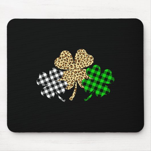 Drei Kleeblatts Leopard Buffalo Kariert St Patrick Mousepad (Vorne)