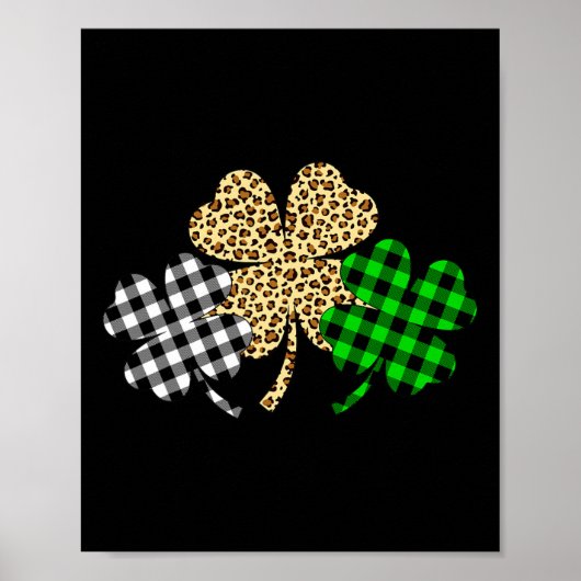 Drei Kleeblatts Leopard Buffalo Kariert St Patrick Poster (Vorne)