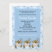 Drei kleine Affen 12x18 Blue Baby Dusche Einladung (Vorne/Hinten)