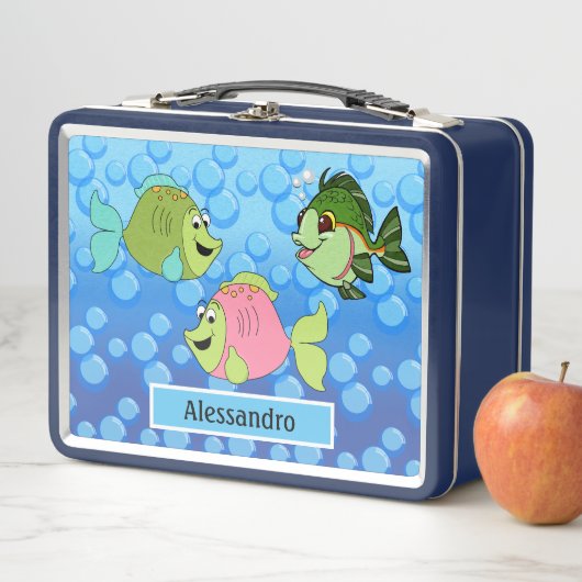 Drei kleine Fischmehldose Metall Brotdose (Beispiel)