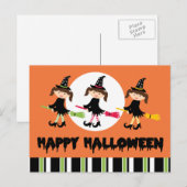 Drei kleine Hexen glückliches Halloween Postkarte (Vorne/Hinten)