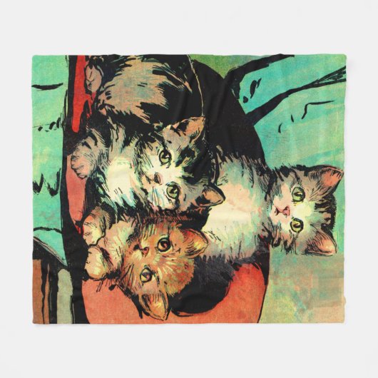 drei kleine Kätzchen Fleecedecke (Vorderseite (Horizontal))