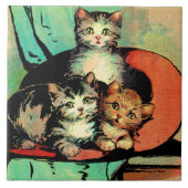 drei kleine Kätzchen Fliese (Vorderseite)