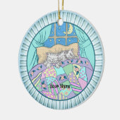 Drei kleine Katzen schlafen Keramik Ornament (Links)