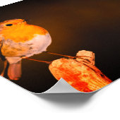 Drei kleine Robinen Vögel auf Perlen Poster (Ecke)