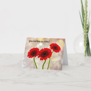 Drei kleine rote Gerberas geklappte Grußkarte Dankeskarte