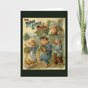 Drei kleine Schweinchen Vintage Märchen Karte
