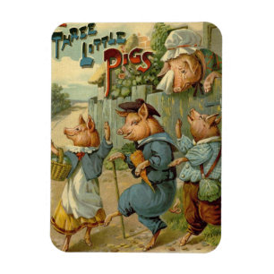 Drei kleine Schweinchen Vintage Märchen Magnet