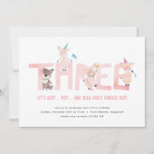 Drei kleine Schweine Big Bad Wolf, Mädchen 3. Gebu Einladung (Vorderseite)