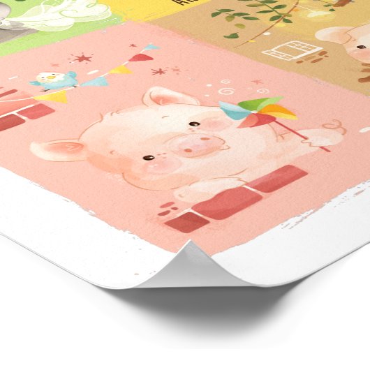 Drei kleine Schweine & Big Bad Wolf Poster (Ecke)