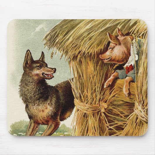 Drei kleine Schweine Big Bad Wolf, Vintage Märchen Mousepad (Vorne)