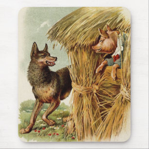 Drei kleine Schweine Big Bad Wolf, Vintage Märchen Mousepad
