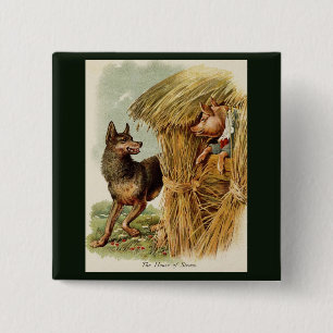 Drei kleine Schweine Böser Wolf, Vintage Märchen Button