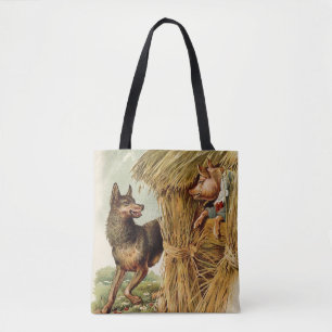 Drei kleine Schweine Böser Wolf, Vintage Märchen Tasche