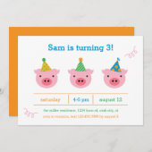 Drei kleine Schweine Einladung (Vorne/Hinten)