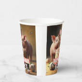 Drei kleine Schweine Geburtstagskuchen Pappbecher (Rechts)