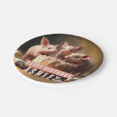 Drei kleine Schweine Geburtstagskuchen Pappteller (Schrägansicht)