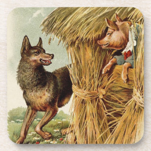 Drei kleine Schweine großer böser Wolf, Vintage Mä Untersetzer