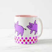 Drei kleine Schweine Hunde Yoga - Schweinefleisch  Zweifarbige Tasse (VorderseiteRechts)