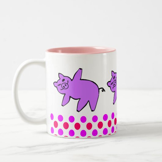 Drei kleine Schweine Hunde Yoga - Schweinefleisch  Zweifarbige Tasse (Links)