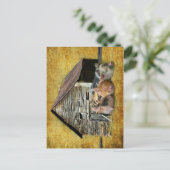 Drei kleine Schweine im rustikalen Stall schnarche Postkarte (Stehend Vorderseite)