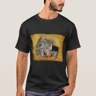 Drei kleine Schweine im rustikalen Stall schnarche T-Shirt