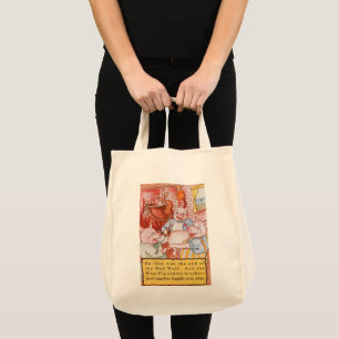Drei kleine Schweine kochen Wolf, Vintage Märchen Tragetasche
