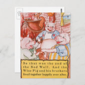 Drei kleine Schweine Kochwolf, Vintages Märchen Postkarte (Vorne/Hinten)